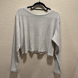 Rip Curl Cropped Ribbed Sweater with Wide Sleeves